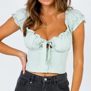 Princess Polly Eloise Crop Top in Green Gingham